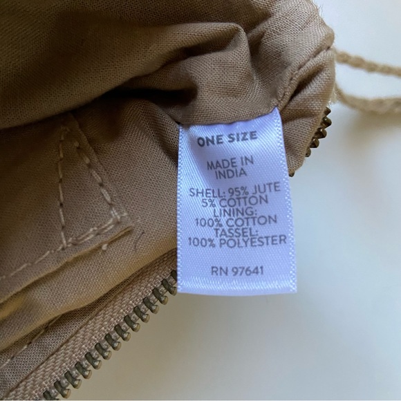 J. Jill Burlap Jute Cosmetic Bag Clutch Wristlet Makeup Toiletry Travel Sz 7X10” - Picture 5 of 8